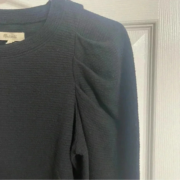 Madewell Pleated Statement-Sleeve Top in Black Size Extra Small - Picture 4 of 12